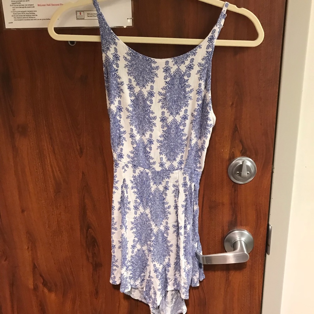 Blue and white romper
